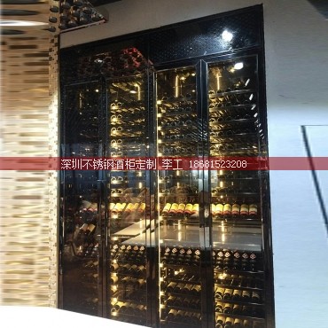 会所定制黑钛金不锈钢酒柜