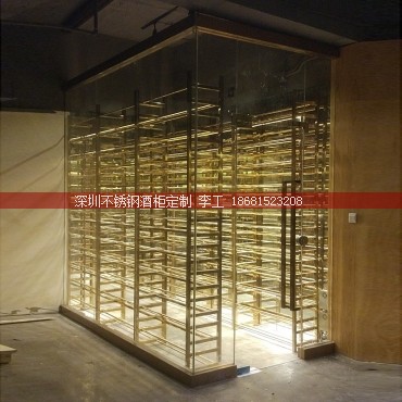 定制香槟金不锈钢玻璃房展示酒窖
