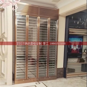 中山南朗海港大酒楼定制超高不锈钢酒柜