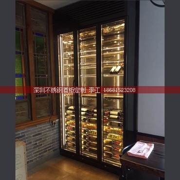 中山某会所定制三开门超高不锈钢酒柜