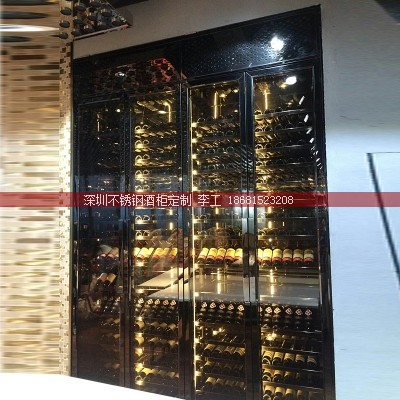 会所定制黑钛金不锈钢酒柜