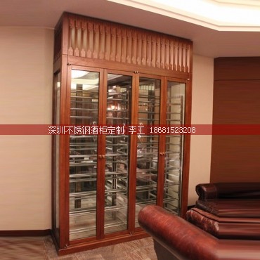 四开门玫瑰金定制不锈钢酒柜