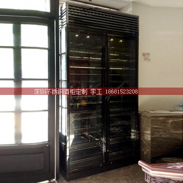 澳门江南龙厨定制黑钛金双开门不锈钢酒柜