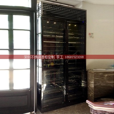 澳门江南龙厨定制黑钛金双开门不锈钢酒柜
