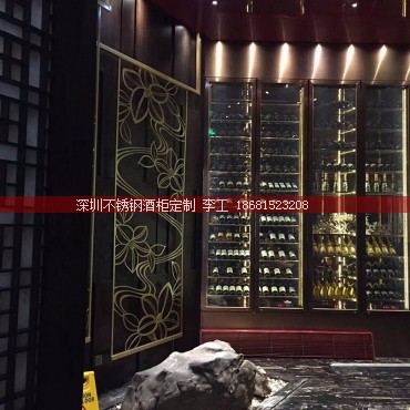 东莞东城某高端日料会所定制多开门不锈钢酒柜