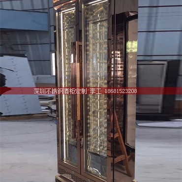 出口泰国双开门不锈钢酒柜亚克力层架