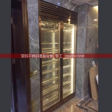 佛山某别墅嵌入式双开门不锈钢酒柜