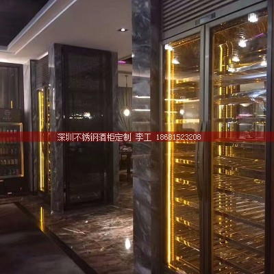 清远某酒店西餐厅定制嵌入式不锈钢酒柜