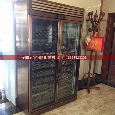 中山某别墅双开门定制不锈钢酒柜