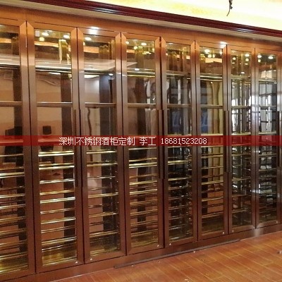 定制别墅多开门玫瑰金不锈钢酒窖